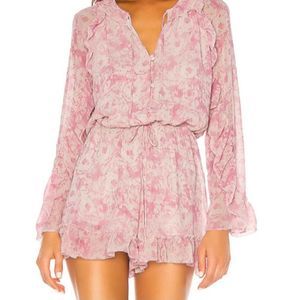 All Saints Ruffled Trim Flora Rosa Print Romper